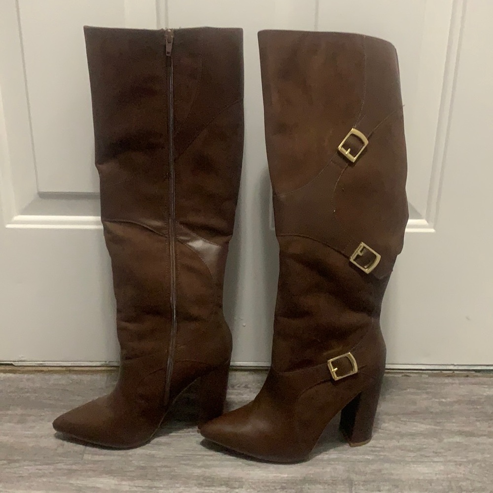 Brown knee-high boots